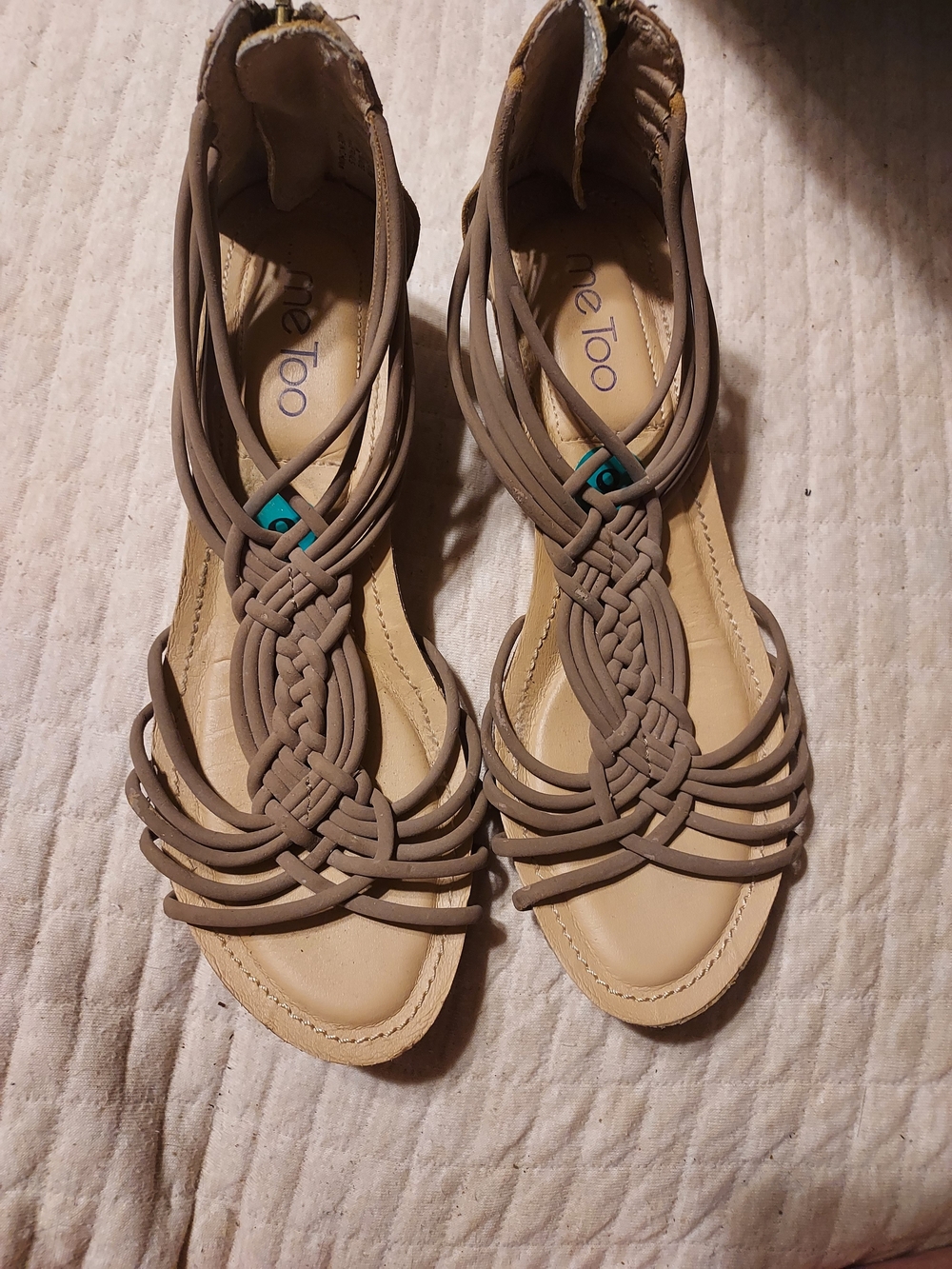 Me Too "Tanya" Braided Wedge Sandals Taupe Size 8 Women